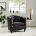 Faux Leather Tufted Barrel Accent Chair by Naomi Home Thumbnail - 1
