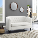 Naomi Home Emma Button Tufted Faux Leather Loveseat Thumbnail - 1