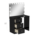 Boahaus Amelia Modern Makeup Vanity Desk with Light Bulbs, 3 Drawers, Wide Mirror, for Bedroom Thumbnail - 1