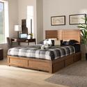 Baxton Studio Lisa Modern and Contemporary Transitional Ash Walnut Brown Finished Wood Full Size 3-Drawer Platform Storage Bed Thumbnail - 1