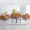 Naomi Home Marisa Genuine Leather Mid-Century Sofa Set of 3 Thumbnail - 1