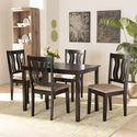 Baxton Studio Fenton Modern and Contemporary Sand Fabric Upholstered and Dark Brown Finished Wood 5-Piece Dining Set Thumbnail - 1