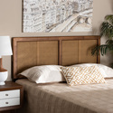 Synthetic Rattan King Size Mid-Century Modern Headboard, Ash Walnut-181-11095-OJC Thumbnail - 1