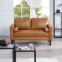 Naomi Home Marisa Mid-Century Genuine Leather Loveseat Thumbnail - 1