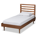 Baxton Studio Ryo Mid-Century Modern Transitional Walnut Brown Finished Wood Twin Size Platform Bed Thumbnail - 1