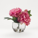 D&W Silks Pink Peonies in Glass Cube - Faux Floral Arrangement Thumbnail - 1