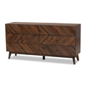 Baxton Studio Hartman Mid-Century Modern Walnut Brown Finished Wood 6-Drawer Dresser Thumbnail - 1