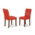 East West Furniture ABP3T72 Abbott Parsons Dining Chairs with Mahogany Legs and Firebrick Red Faux Leather Padded Chairs, Set of 2 - Thumbnail 2