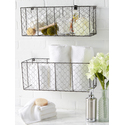 Vintage Wire Wall Baskets Set of 2 Large Rectangular Grey Industrial Style - Design Imports - Thumbnail 6