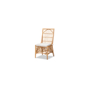 Baxton Studio Rose Modern Bohemian White Fabric Upholstered and Natural Brown Rattan Dining Chair Thumbnail - 1