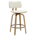 !nspire Mid-Century Fabric and Wood 26" Counter Stool with Swivel - Beige and Natural Thumbnail - 1