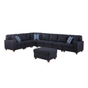 Devion Furniture Shelaine Artificial Leather Modular Sectional With Ottoman - Black Thumbnail - 1