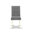 East West Furniture ASP2T41 Parsons Dining Chairs, Platinum Gray Faux Leather Seat, Set of 2, Linen White Thumbnail - 1
