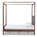 Baxton Studio Natasha Modern and Contemporary Grey Fabric Upholstered and Walnut Brown Finished Wood Queen Size Platform Canopy Bed - Thumbnail 4