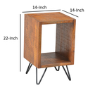 The Urban Port 22 Inch Textured Cube Shape Wooden Nightstand with Angular Legs, Brown and Black - Thumbnail 5