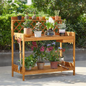 Leilani Wooden 3-Tier Flower Pot Shelf for Garden by Naomi Home Thumbnail - 1