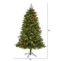 Nearly Natural 6ft. Wellington Spruce Look Artificial Christmas Tree with 300 Clear LED Lights and Pine Cones - Thumbnail 2