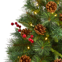 Nearly Natural 4ft. Mixed Pine Artificial Christmas Tree with 100 Clear LED Lights, Pine Cones and Berries - Thumbnail 3
