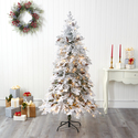 Nearly Natural 6ft. Flocked Montana Down Swept Spruce Artificial Christmas Tree with 250 Clear LED Lights - Thumbnail 5