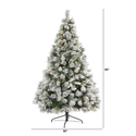Nearly Natural 7ft. Flocked Oregon Pine Artificial Christmas Tree with 400 Clear Lights and 834 Bendable Branches - Thumbnail 2