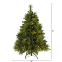 Nearly Natural 4ft. North Carolina Mixed Pine Artificial Christmas Tree with 130 Warm White LED Lights, 459 Bendable Branches and Pinecones - Thumbnail 2