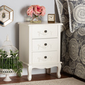 Baxton Studio Callen Classic and Traditional White Finished Wood 3-Drawer Nightstand Thumbnail - 1