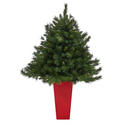 Nearly Natural Wyoming Mixed Pine Artificial Christmas Tree with 150 Clear Lights and 270 Bendable Branches in Tower Planter - Thumbnail 3