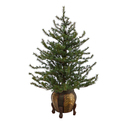 Mountain Pine Artificial Christmas Tree Clear Lights Planter - Thumbnail 3