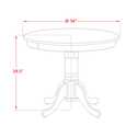 East West Furniture AMT-NLW-TP Antique Dining Table - a Round Wooden Table Top with Pedestal Base, 36x36 Inch, Natural & Linen White - Thumbnail 3