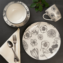 White Floral Porcelain Dinnerware Set 16pc - DOTCOM Specialty Line - Thumbnail 2