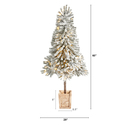 Winter Flocked Artificial Christmas Tree Pre-Lit 150 LED Lights 5ft - Thumbnail 2