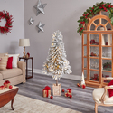 Winter Flocked Artificial Christmas Tree Pre-Lit 150 LED Lights 5ft - Thumbnail 11