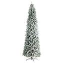 Nearly Natural 10ft. Slim Flocked Montreal Fir Artificial Christmas Tree with 800 Warm White LED Lights and 2420 Bendable Branches - Thumbnail 3
