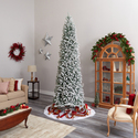 Nearly Natural 10ft. Slim Flocked Montreal Fir Artificial Christmas Tree with 800 Warm White LED Lights and 2420 Bendable Branches - Thumbnail 10