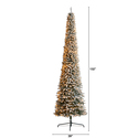 Nearly Natural 11ft. Flocked Pencil Artificial Christmas Tree with 850 Clear Lights and 1435 Bendable Branches - Thumbnail 2