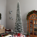 Nearly Natural 11ft. Flocked Pencil Artificial Christmas Tree with 850 Clear Lights and 1435 Bendable Branches - Thumbnail 8