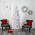 Nearly Natural 7ft. Slim White Artificial Christmas Tree with 300 Warm White LED Lights and 955 Bendable Branches - Thumbnail 7