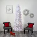 Nearly Natural 8ft. Slim White Artificial Christmas Tree with 400 Warm White LED Lights and 1348 Bendable Branches - Thumbnail 7