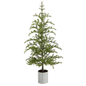 Nearly Natural 5.5ft. Pre-Lit Pine Artificial Christmas Tree in Decorative Planter with 150 Lights - Thumbnail 3