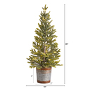 Nearly Natural 26in. Pine Look Artificial Christmas Tree with 35 Warm White Lights in Rustic Metal Planter - Thumbnail 2