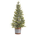 Nearly Natural 26in. Pine Look Artificial Christmas Tree with 35 Warm White Lights in Rustic Metal Planter - Thumbnail 3