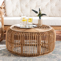Baxton Studio Aliane Modern Bohemian Natural Brown Antique Rattan Coffee Table Thumbnail - 1