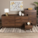 Baxton Studio Lena Mid-Century Modern Walnut Brown Finished Wood 3-Piece Storage Set Thumbnail - 1