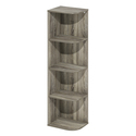 Furinno Pasir 4-Tier Corner Open Shelf Bookcase, French Oak Thumbnail - 1