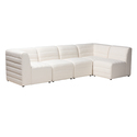 Baxton Studio Maya Modern White Boucle Fabric 5-Piece Modular Sectional Sofa Thumbnail - 1
