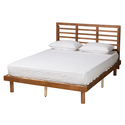 Baxton Studio Lucine Mid-Century Modern Ash Walnut Finished Wood King Size Platform Bed Thumbnail - 1