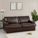 Tan Leather Loveseat For Small Spaces - Siggy Thumbnail - 1
