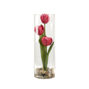 D&W Silks Red Tulips Within Glass Vase Thumbnail - 1