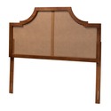 Baxton Studio Risha Mid-Century Modern Ash Walnut Finished Wood and Rattan Queen Size Headboard Thumbnail - 1
