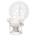 bali & pari Ediva Modern Bohemian White Natural Rattan Peacock Chair Thumbnail - 1